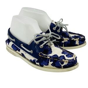 Womens 7M Milly for Sperry Top-Sider A/O 2‎ Eye Boat Shoes Purple Floral Slip On